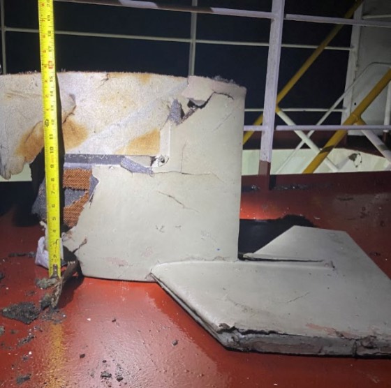 Restos del winglet en el Mercer Street, 2021
